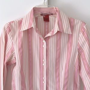 DS Essentials blouse in white/pink/green color scheme. Beautiful details.